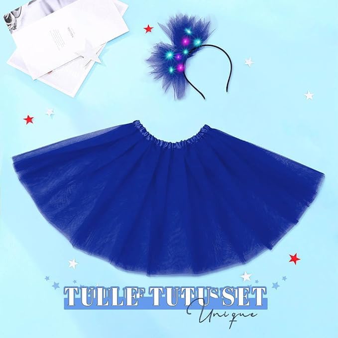 TWINKLEDE Women Tutu Skirt with Led Headband Classic 4 Layered Tutus Christmas Costume Skirts for Adult - Image 5